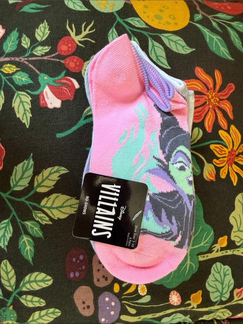Disney Villains No-Show Socks in Pink, Mint & Purple